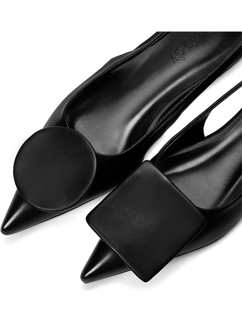 Women's Black Slingback Flats Pointed Toe Flats Pumps Ankle Strap Sandals - Picture 5 of 7